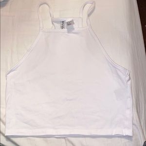 White halter crop top